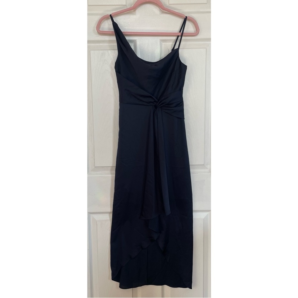 H&M| sizes USA 10 and 2- Elegant Dark Navy Midi Wrap Dress